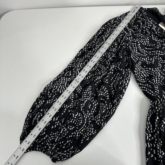 Payal Jain Anthropologie Sheer Maxi Wrap Dress Womens Small Black Printed Party - Picture 14 of 16